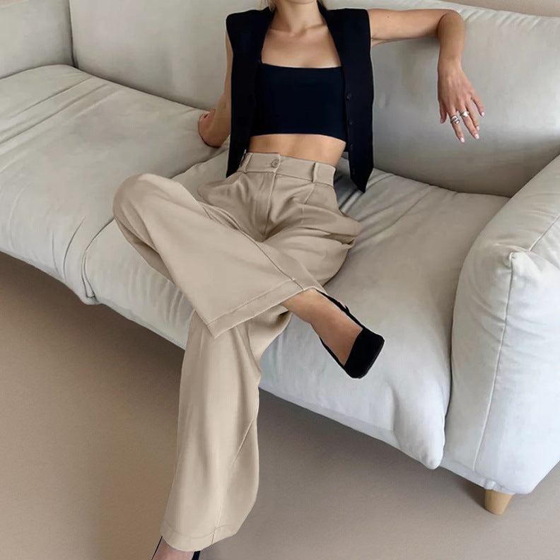 Women's Pure Color Temperament All-matching Casual Trousers