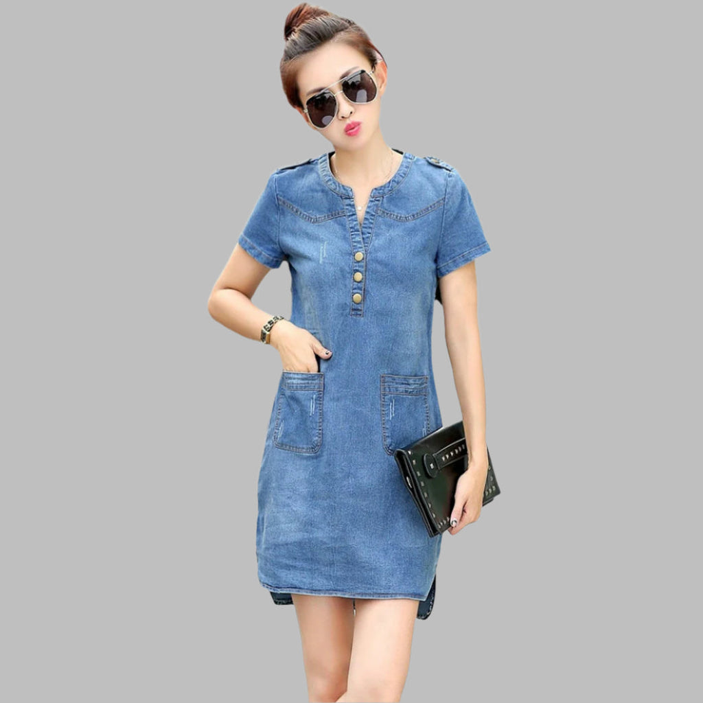 Fashion summer ladies plus size denim dress