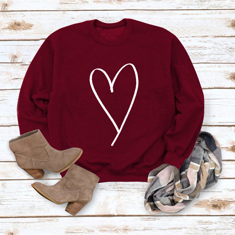 Women's Clothing  Valentine's Day Round Neck Sweatshirt