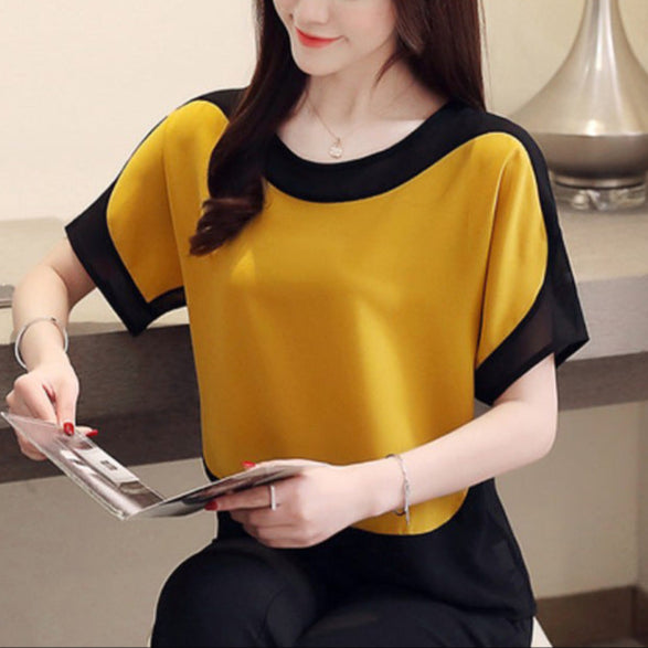 Bat short sleeve chiffon shirt women summer