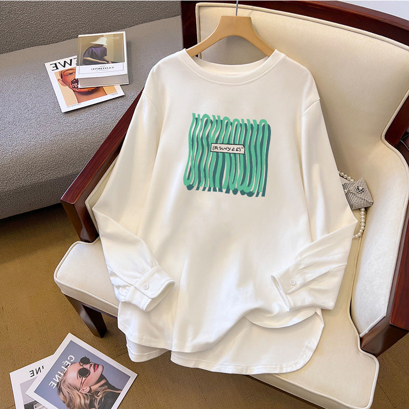 Spring And Autumn Bandage Dress Cotton Base Shirt Mid-length