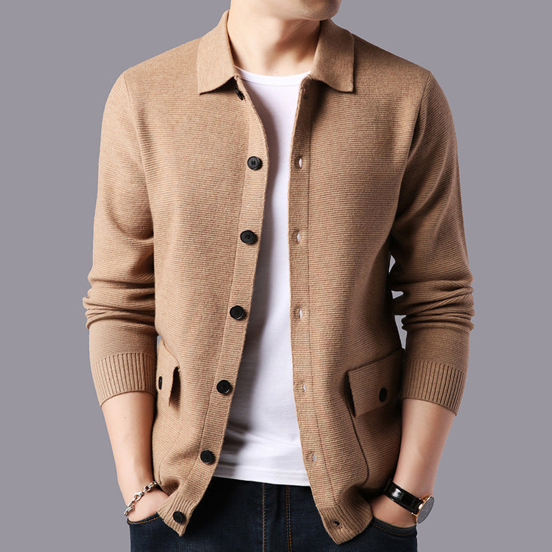 Lapel Cardigan Men's Wool Sweater