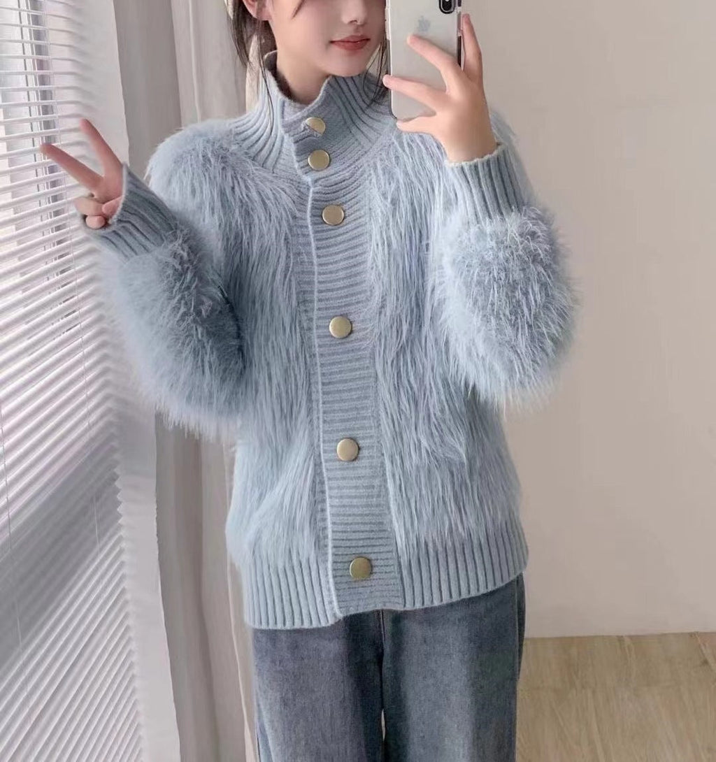 Women's Fashion Stand Collar Outerwear Cardigan Jacket