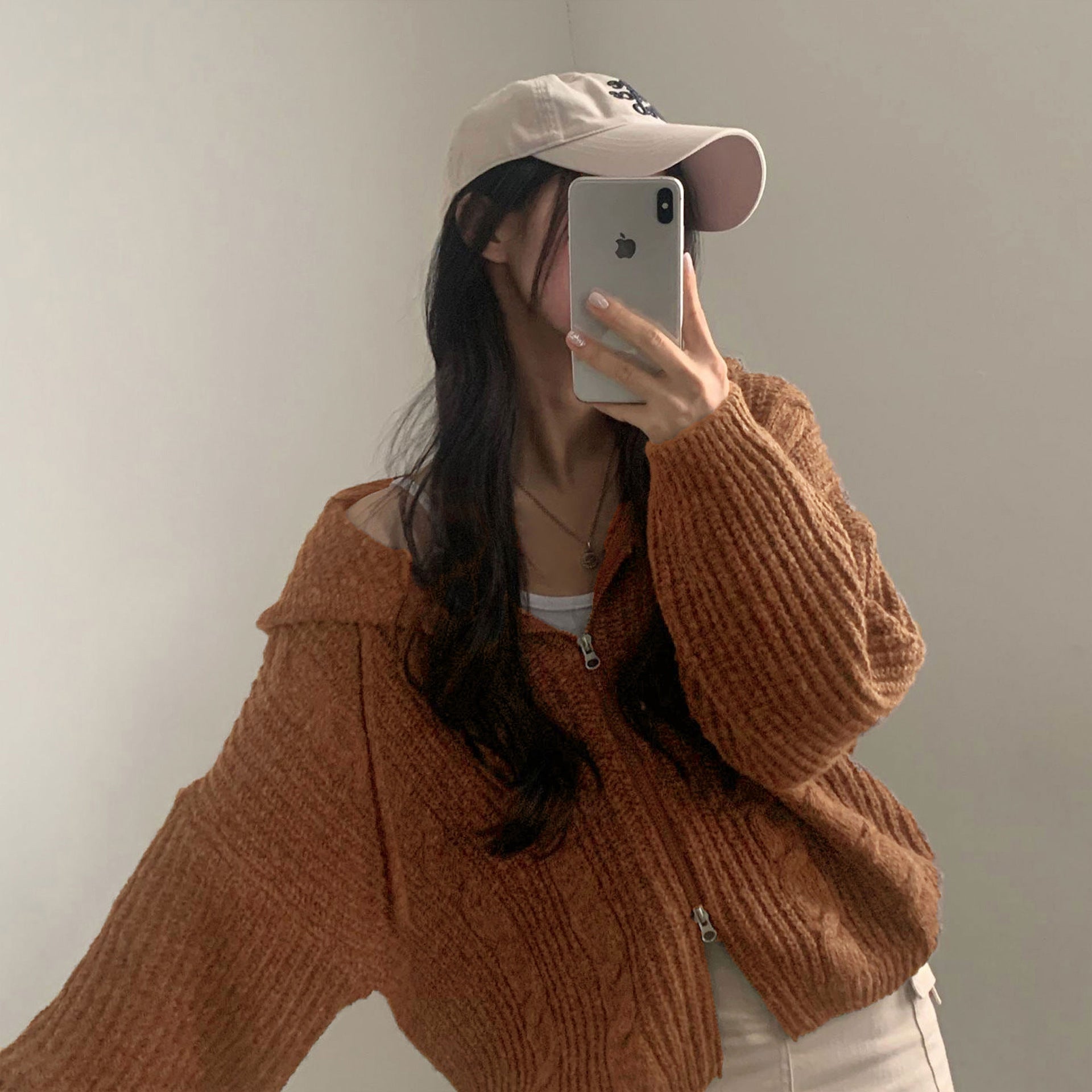 Hooded Long Sleeve Knitted Sweater Cardigan Coat Women