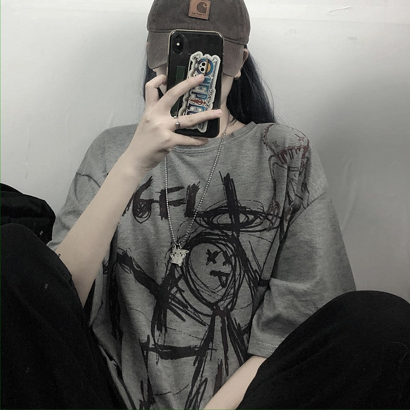 Women's Retro Graffiti Personality Printed Bottoming Top