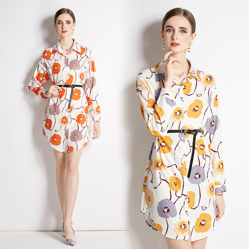 Top Lapel Shirt Printed Long