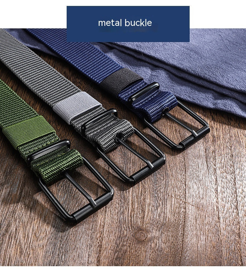Lengthened Porous Pin Buckle Canvas Belt Men And Women Universal Belt