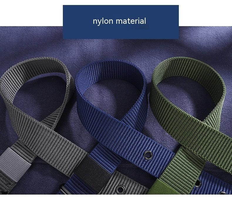 Lengthened Porous Pin Buckle Canvas Belt Men And Women Universal Belt