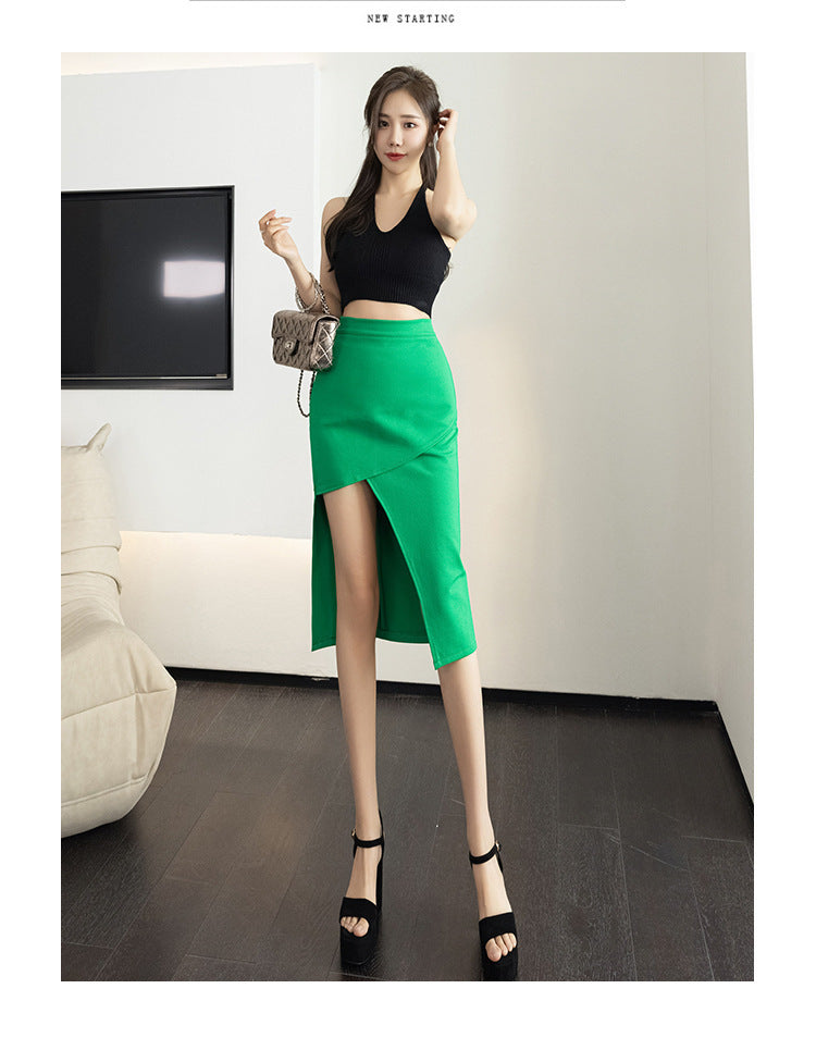 Leg-exposed High Waist Irregular A- Line Skirt