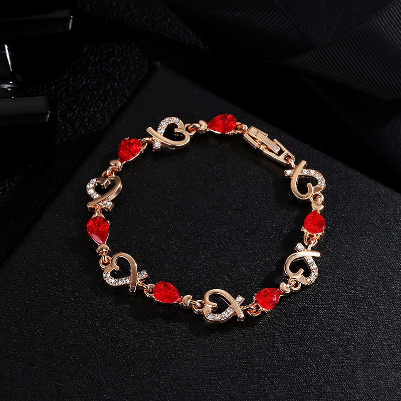 Hollow Love Bracelet With Rhinestones Heart-shaped Bracelet