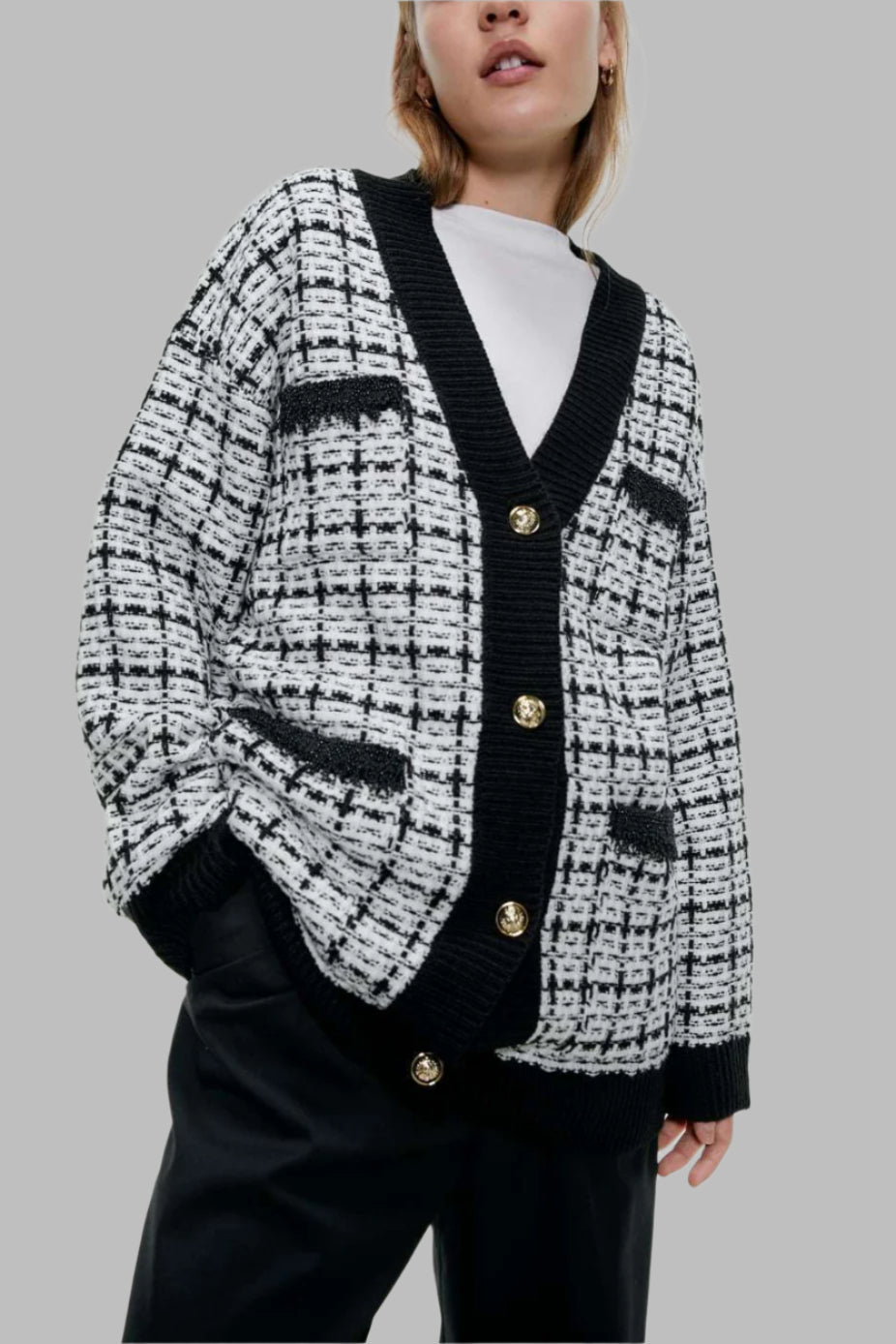 Women's tweed knitted cardigan