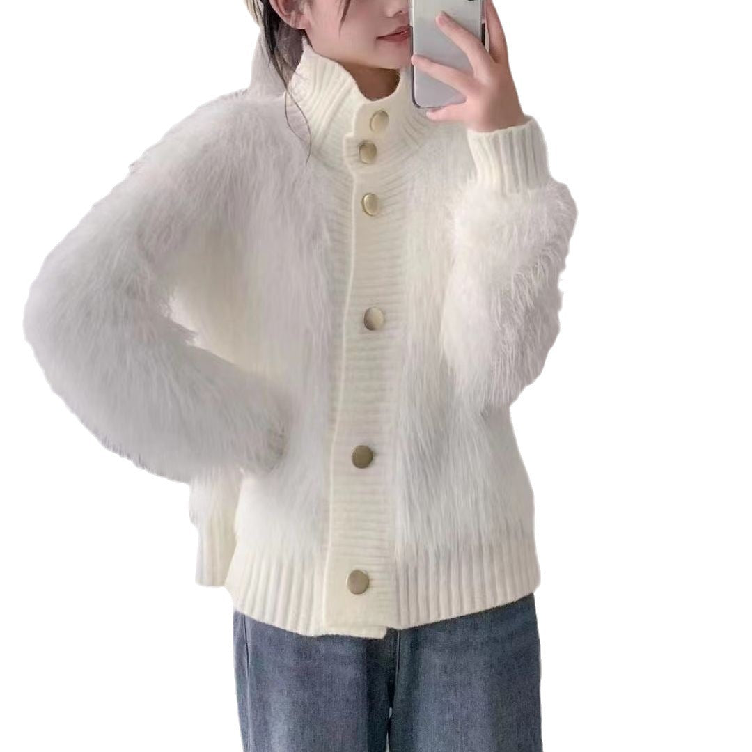 Women's Fashion Stand Collar Outerwear Cardigan Jacket