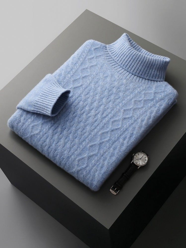 Heavy Industry Thick Cashmere Sweater Men's High Lapel Pullover