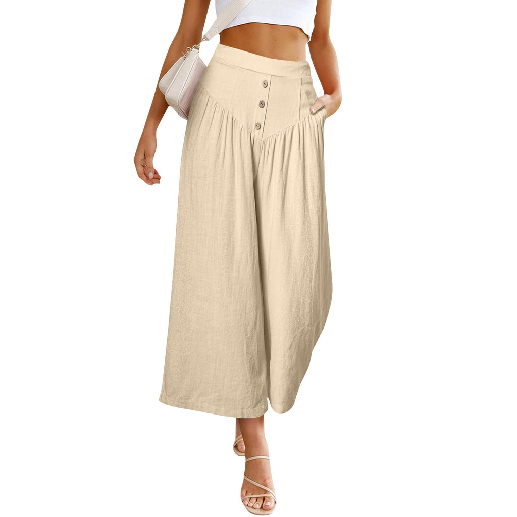 European And American Lazy Relaxed Casual Wide Leg High Waist Women's Cropped Pants