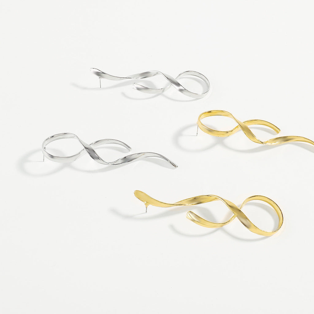 Line Simple Metal Earrings Asymmetric Fashion Earrings