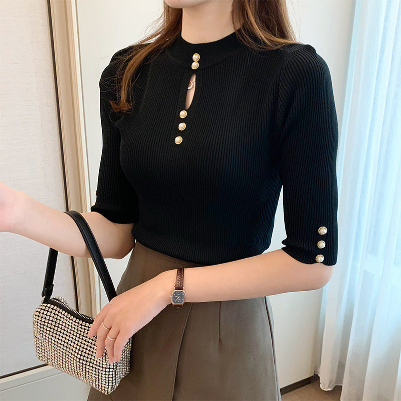 Thin Half-sleeve Knitted Jacket For Niche Wear