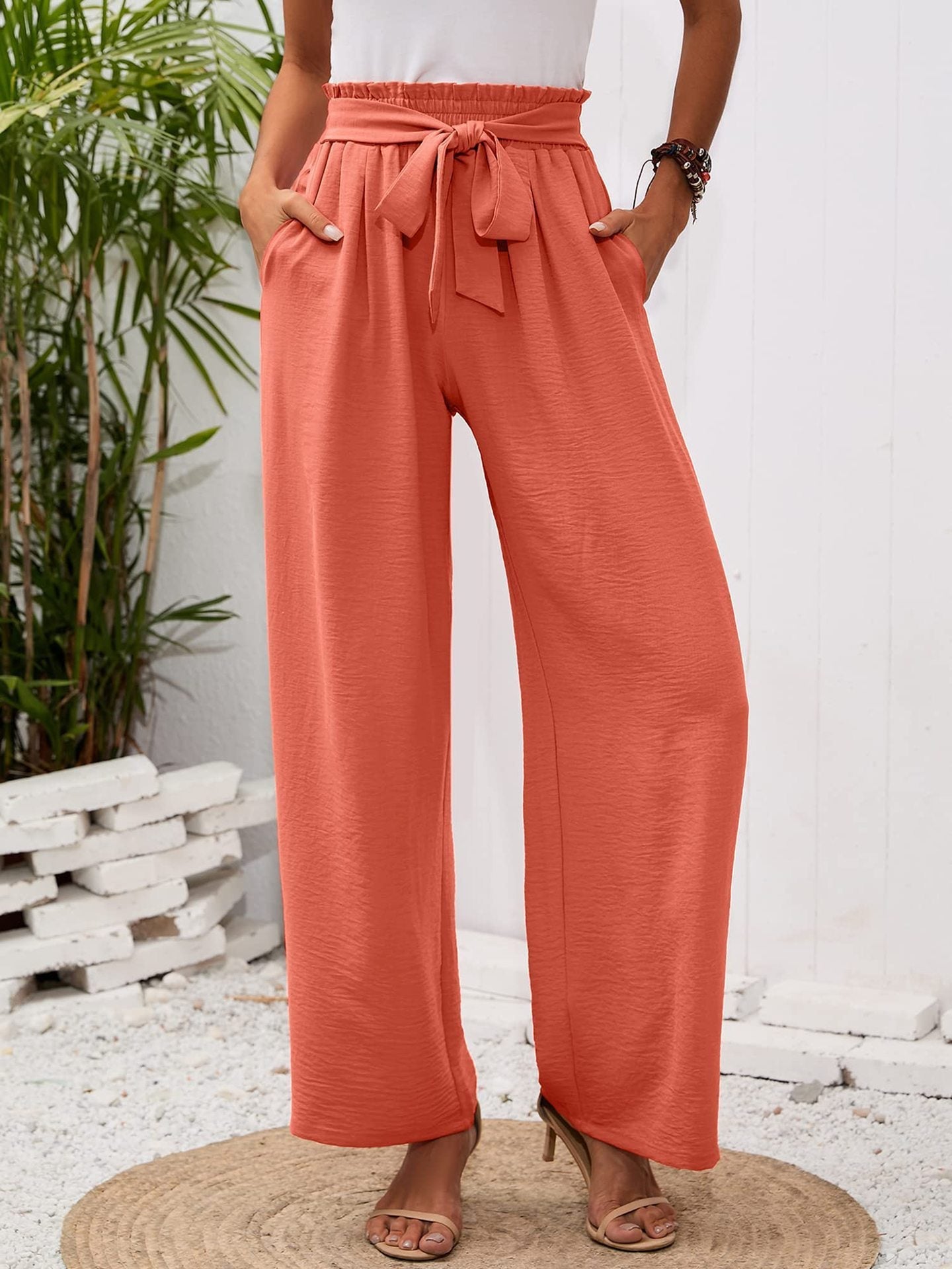 Knotted Commuter Wide Leg Pants Casual