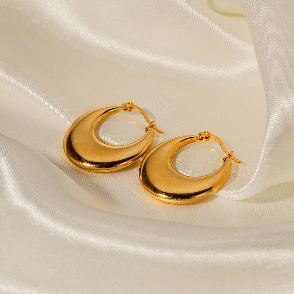 18K Gold Stainless Steel U-shaped Earrings