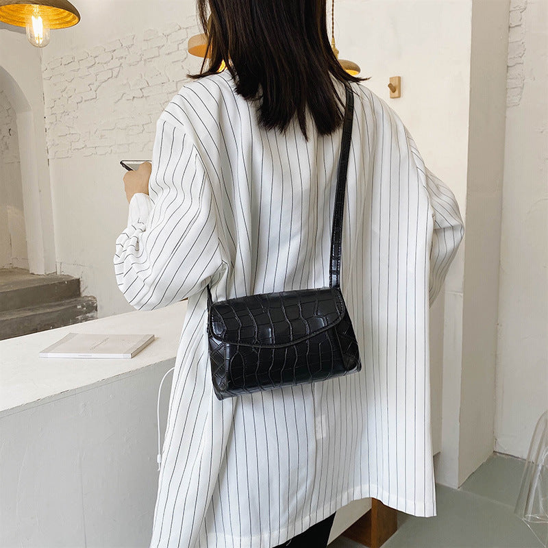All-match texture single shoulder small square bag