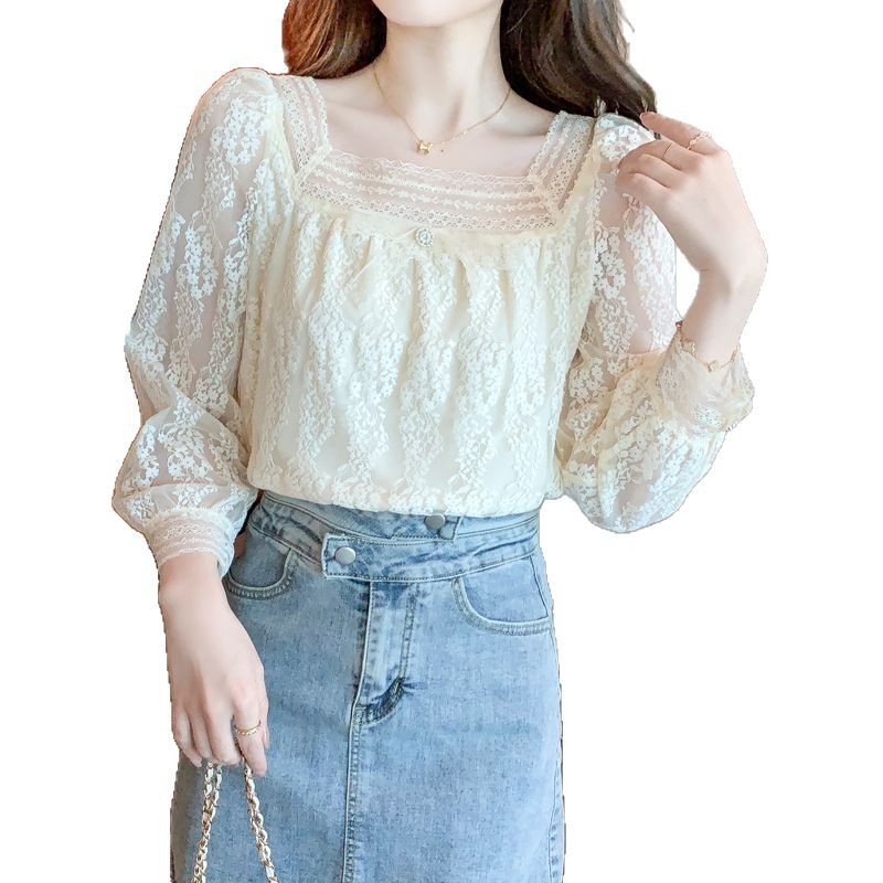 Autumn And Winter Square Collar Chiffon Shirt