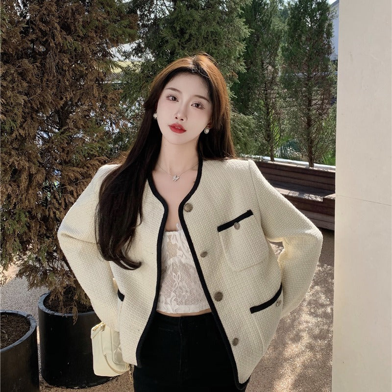 Fashion Ladies French Tweed Top Short Jacket