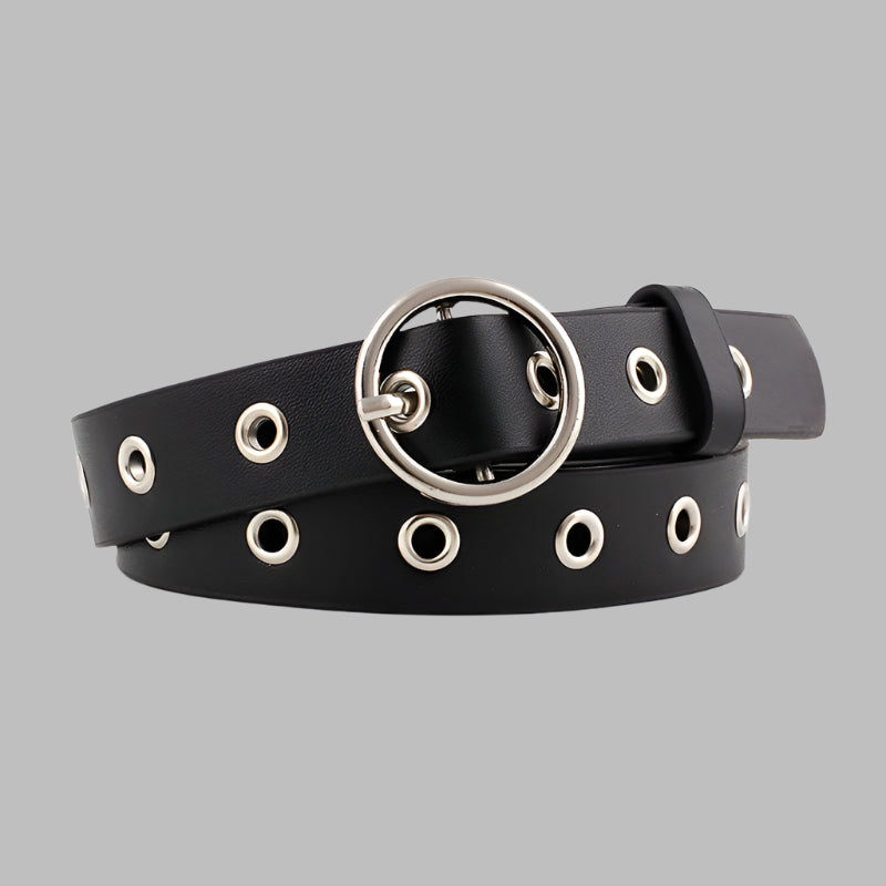 Hollow Eyelet Belt, Ladies Fashion Round Buckle Decoration
