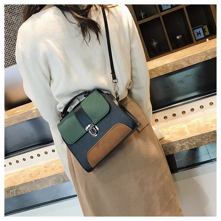 Fashion Frosted Cover Contrast Color Bag