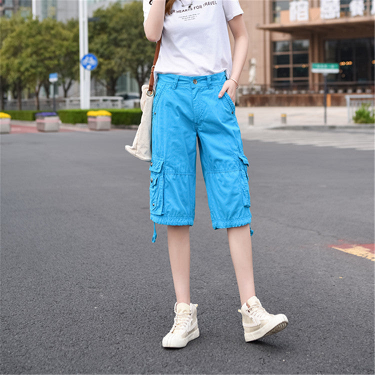 Casual Pants Loose Overknee Cropped Pants Multicolor Plus Size