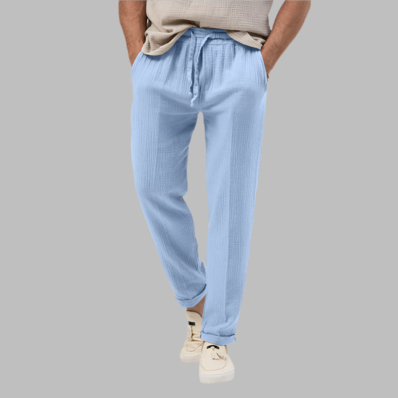 Summer Men's Breathable Solid Color Trousers Plus Size Loose Casual Pants