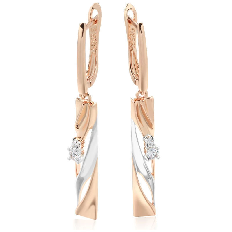 Luxury Long Color Separation Pendant Commuter's All-matching 585 Rose Gold Simulation Earrings