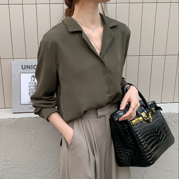 Korean Chiffon Shirt Lady Temperament Design Niche