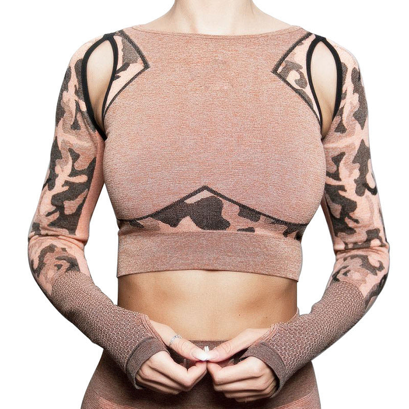 Camouflage yoga clothes top