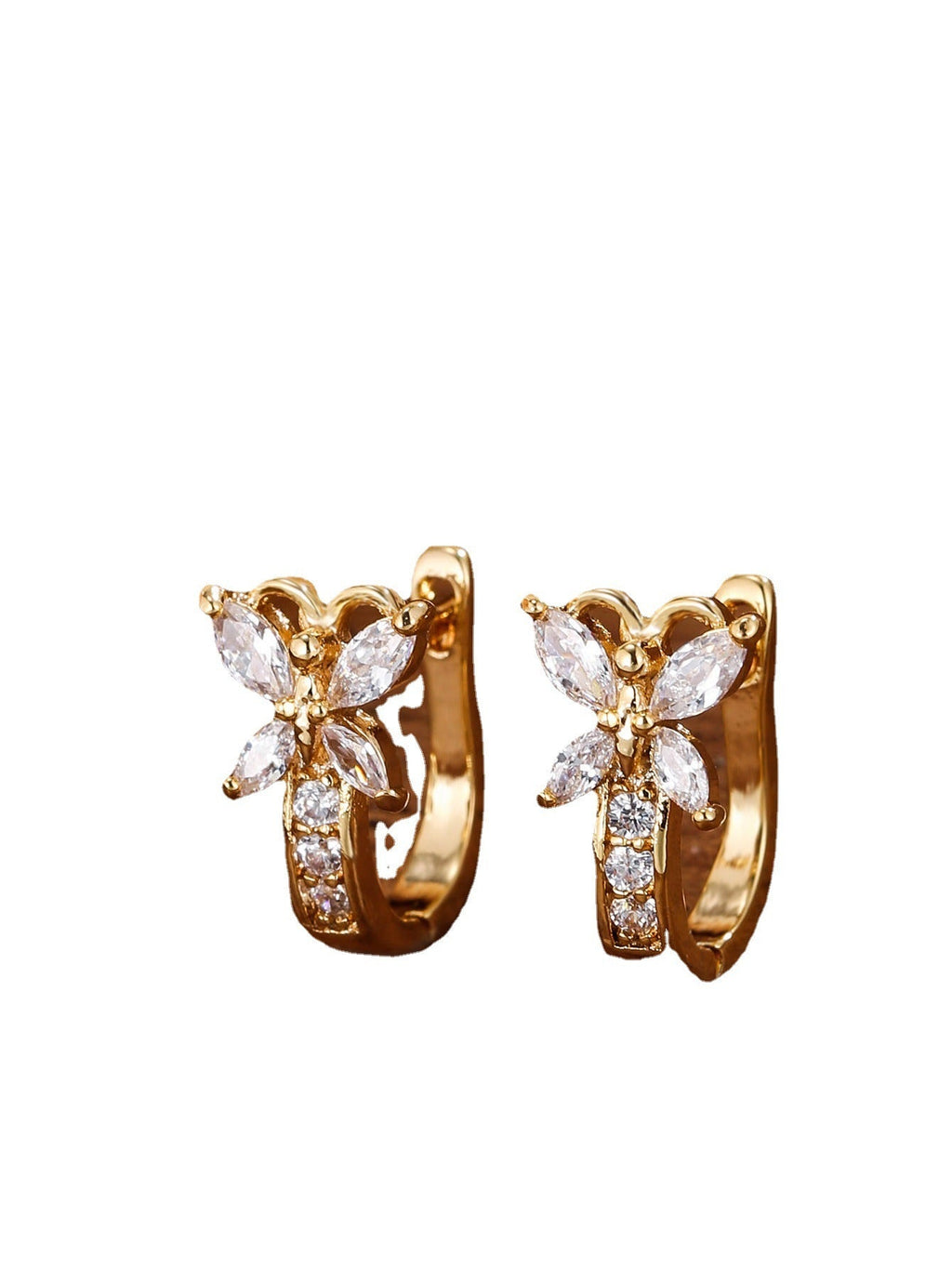 Vintage Pastoral Style Earrings Edge Inlaid Zircon Small Butterfly Ear Clip