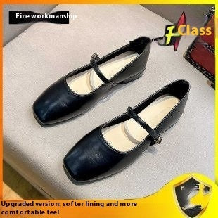 Mary Jane Shoes Retro Flat Bottom Sheepskin Simple