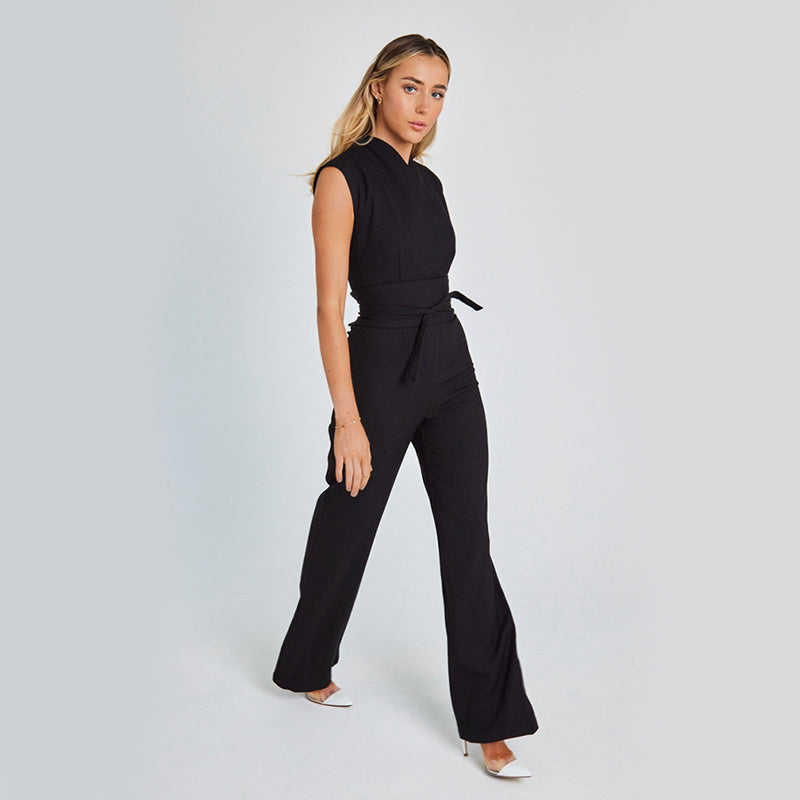 Fashion Elegant Long Jumpsuit Summer V-neck Casual Wide Leg Long Overalls Clothing For Women