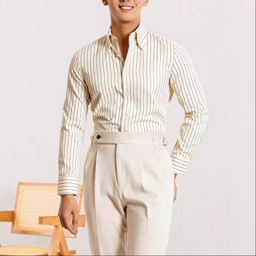 Autumn Pattern Shirt Men's Japanese-style Retro Long Sleeve