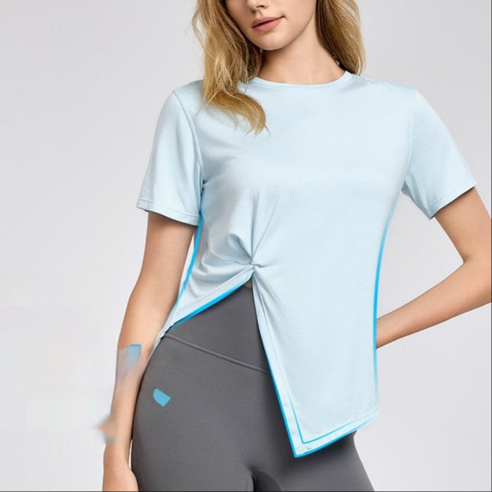 New Yoga Wear Short Sleeve Split Breathable Exercise Top