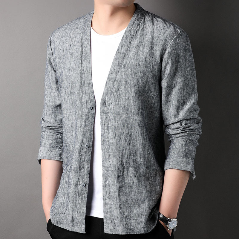 Long Sleeve V-neck Shirt Casual Outdoor Men's Tops