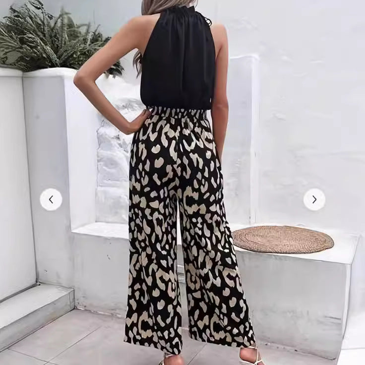 Women's Printed Casual Elastic Loose Straight-leg Pants