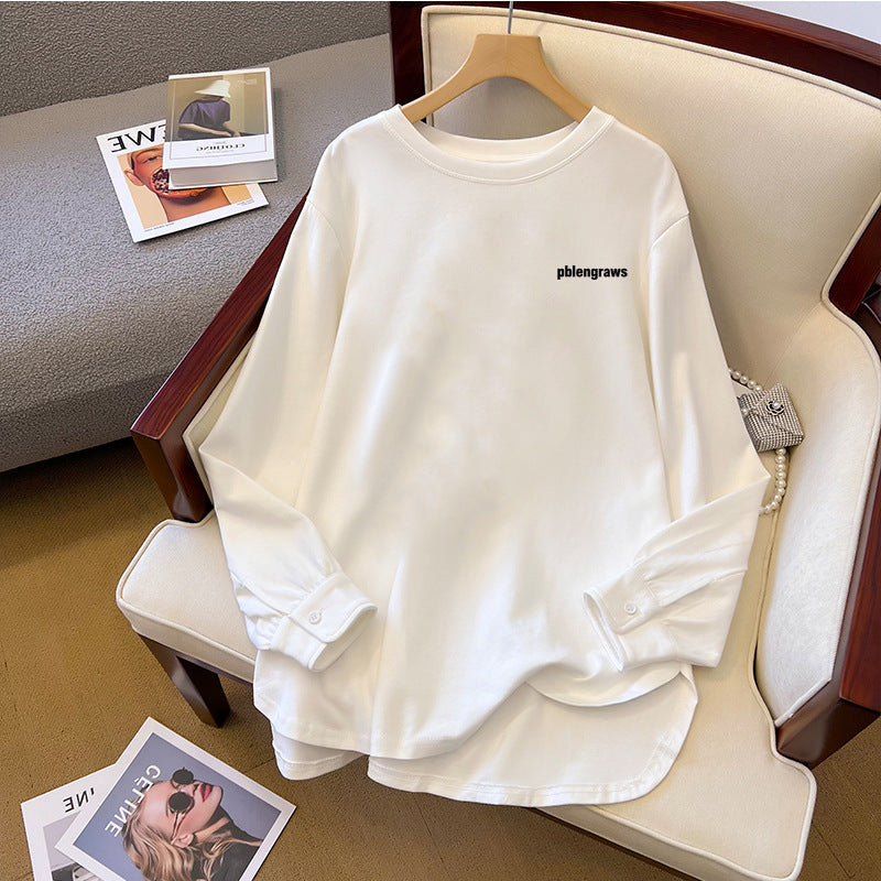 Spring And Autumn Bandage Dress Cotton Base Shirt Mid-length