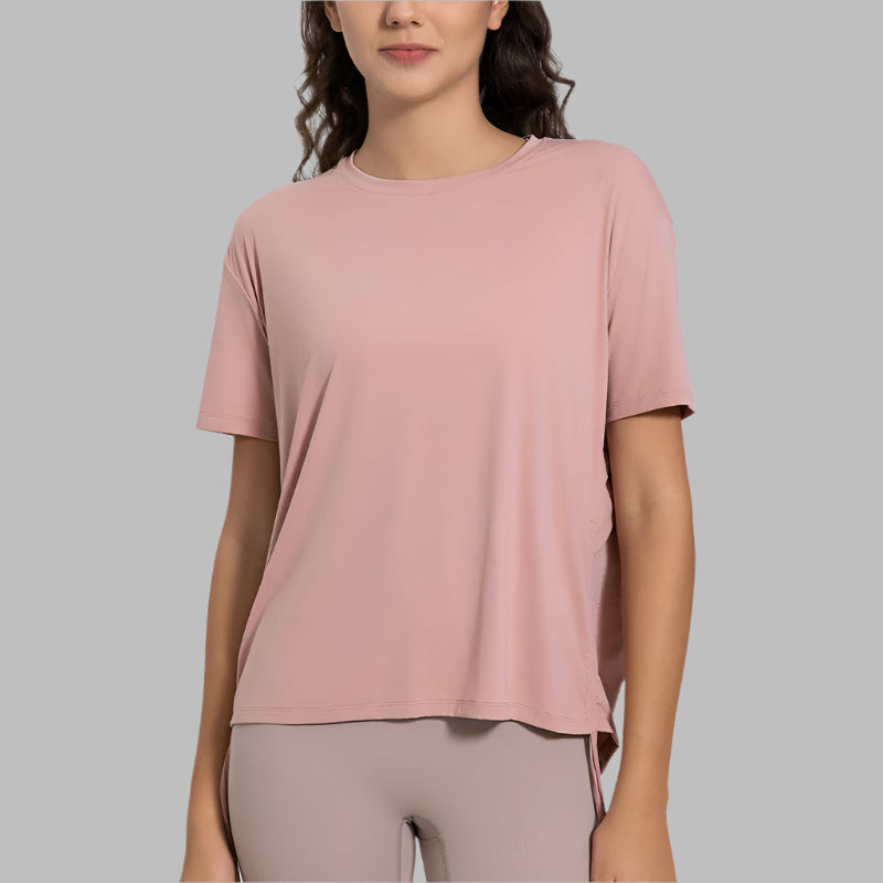 Women's Side Drawstring Yoga Clothes Casual Short Sleeve