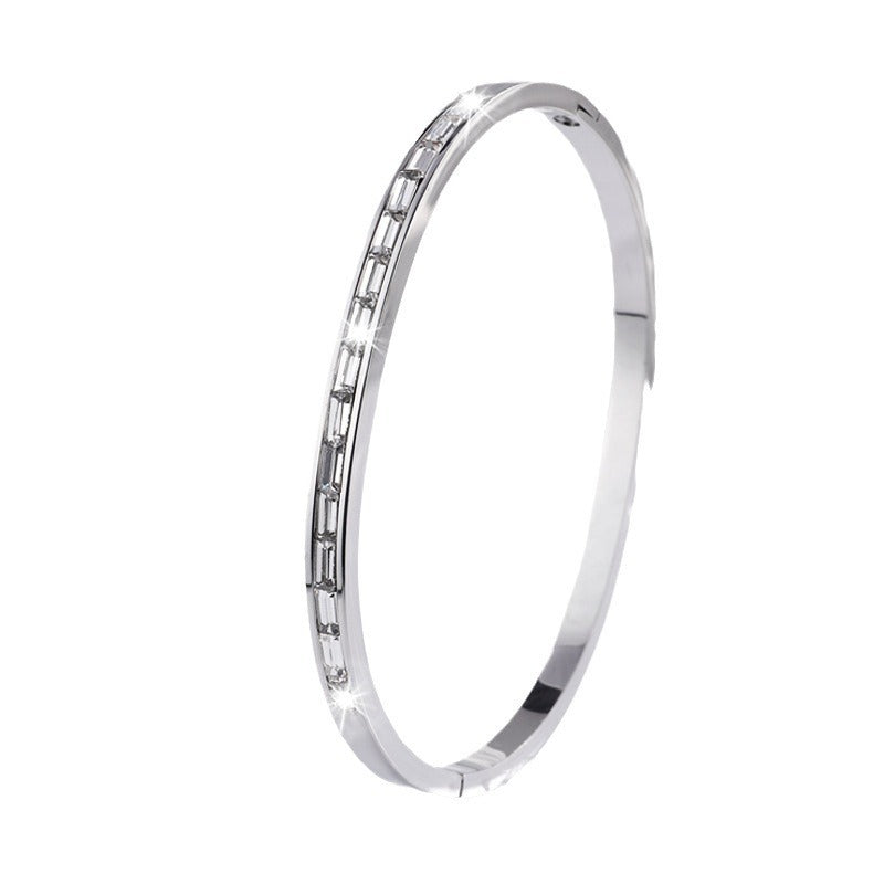 All-matching New Non-fading Diamond-embedded Stainless Steel Bracelet For Women