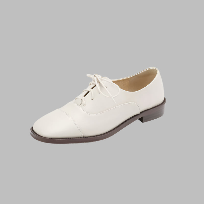 Full Leather Versatile Block Shoes Cow Leather Lace