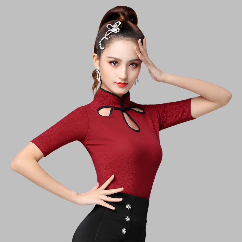 Net Celebrity Latin Dance Clothes High Collar Practice Clothes Modern Dance