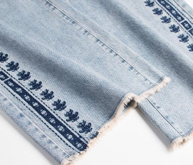 Women's Jeans High Waist Nostalgic Embroidered Loose