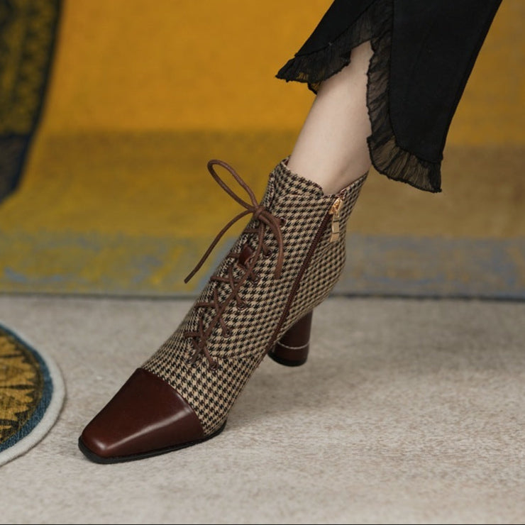 Women's New French Retro Style Lace Up Martin Boots