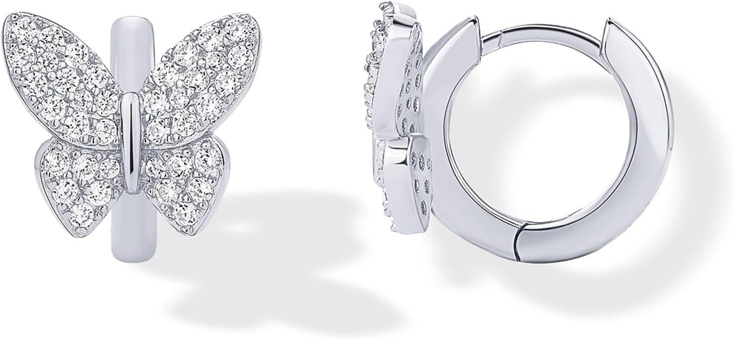 Fashion Copper Inlaid Zirconium Butterfly Ear Ring Niche