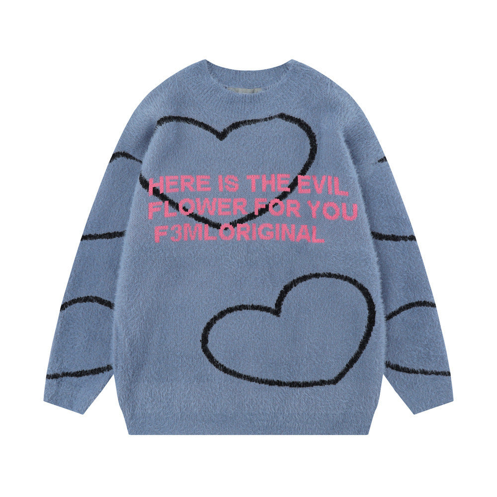 Loose Casual Long Sleeves Pullover Knitwear Fashion Brand Design Sense