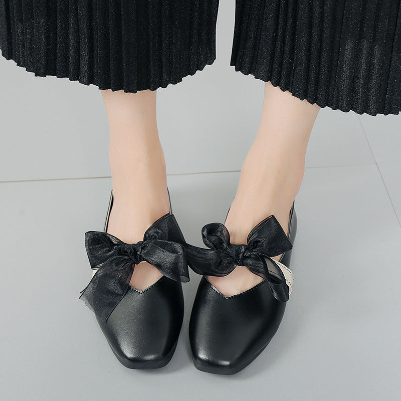 Bow tie flat casual women's shoes