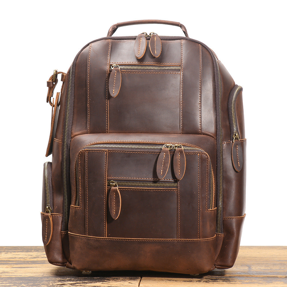 Retro Leather Backpack Trolley Case